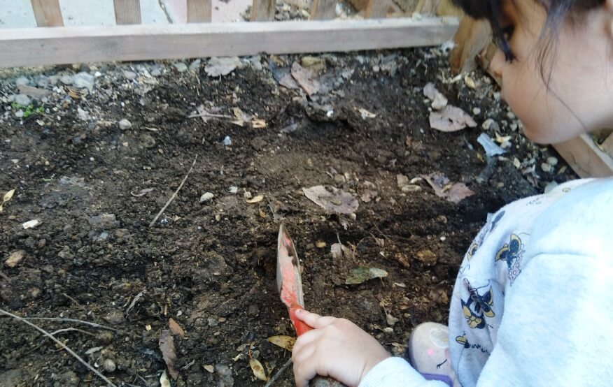 کندن خاک در مدرسه طبیعت